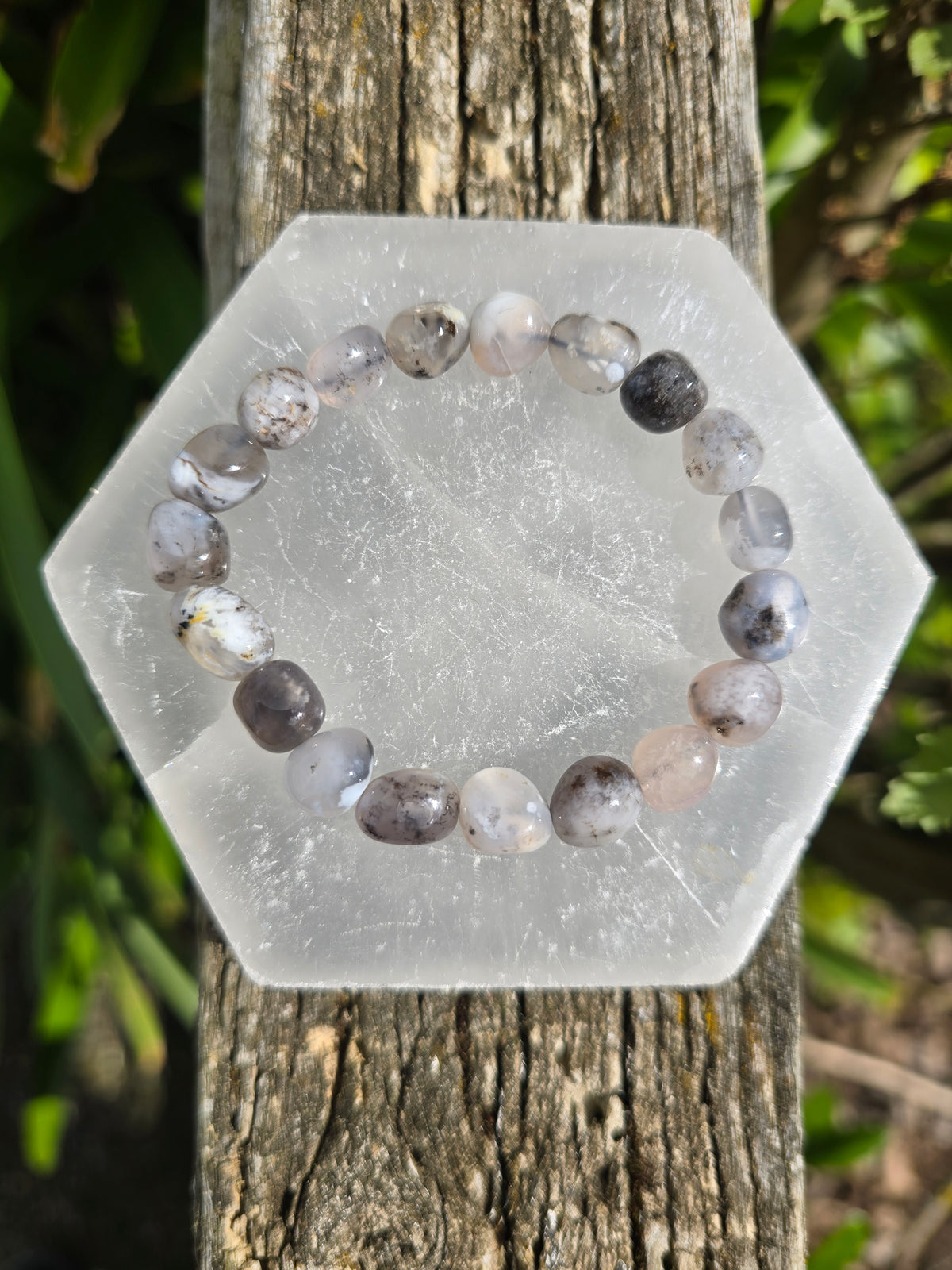 Dendritic Agate | Nugget Bead Bracelet 8 mm