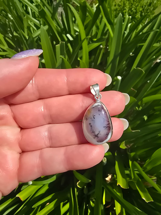 Dendritic Agate | Polished Sterling Silver Pendant B