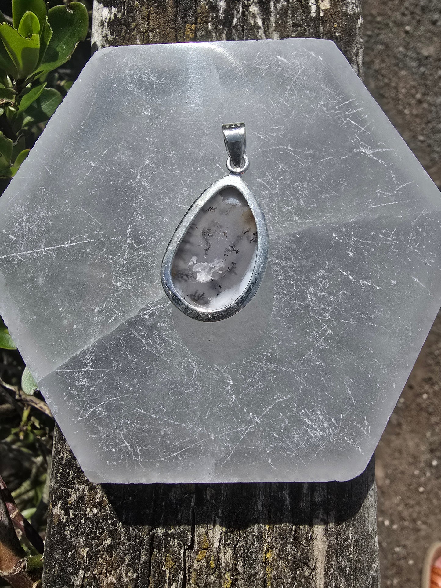 Dendritic Agate | Polished Sterling Silver Pendant B