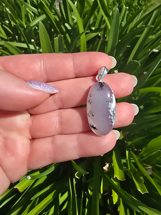 Dendritic Agate | Polished Sterling Silver Pendant C