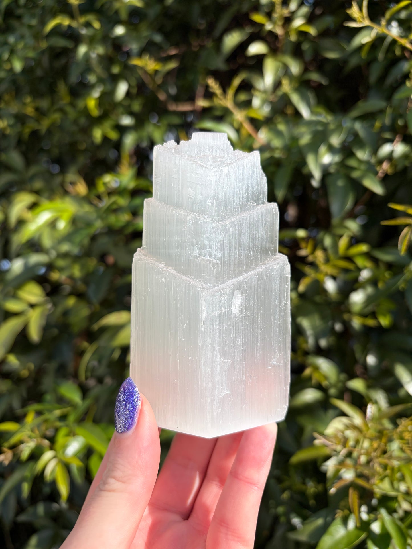 Selenite Fish Tail Tower Medium