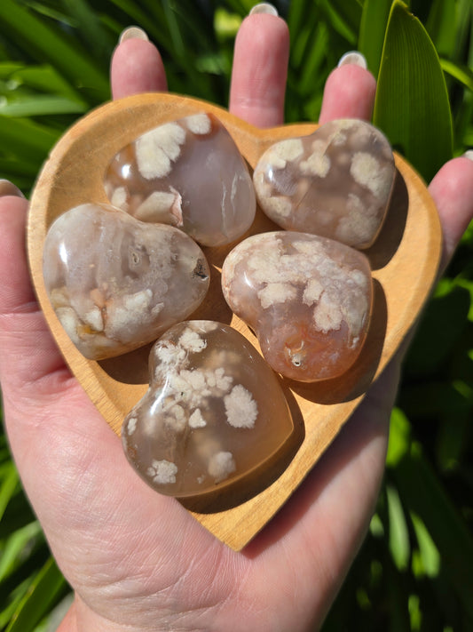Flower Agate Small Heart