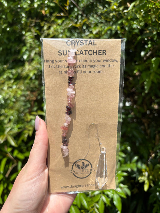 Garnet, Strawberry Quartz & Rose Quartz | Point Sun Catcher
