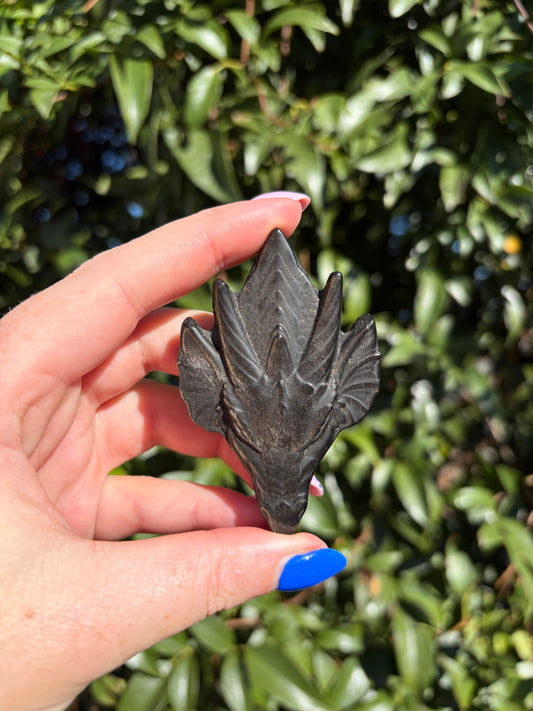 Gold Sheen Obsidian Dragon Carving