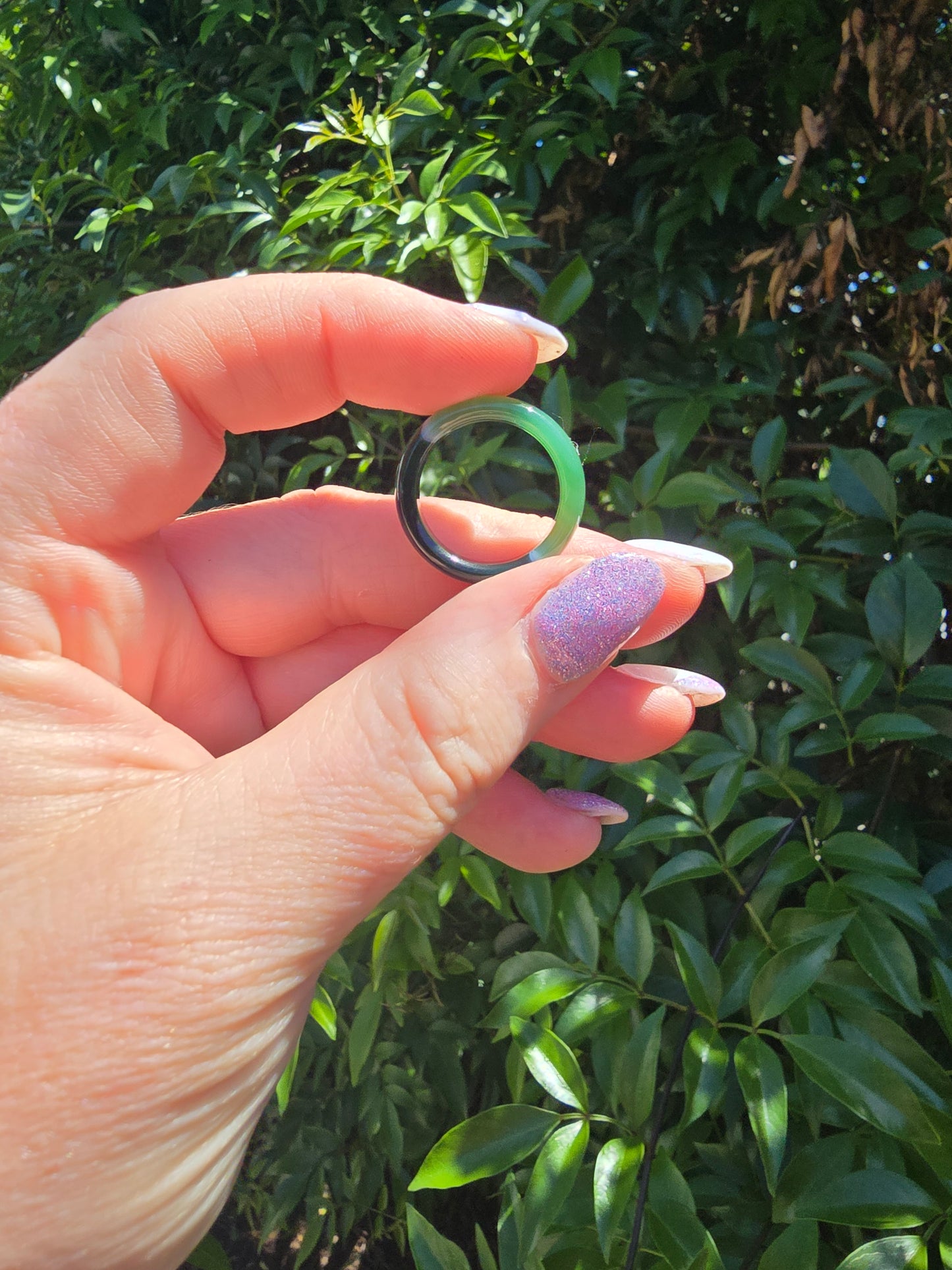 Green Agate Sphere Holder Ring