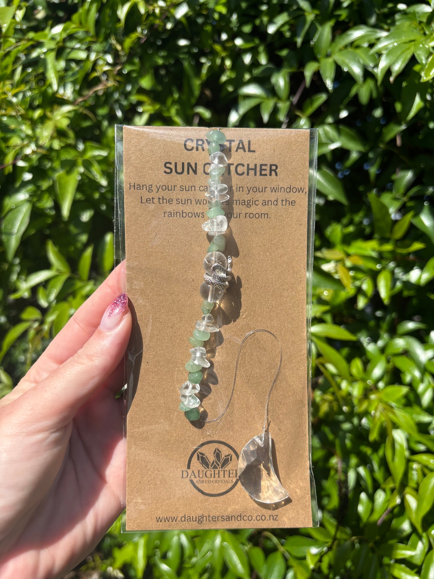 Clear Quartz & Green Aventurine | Moon Sun Catcher
