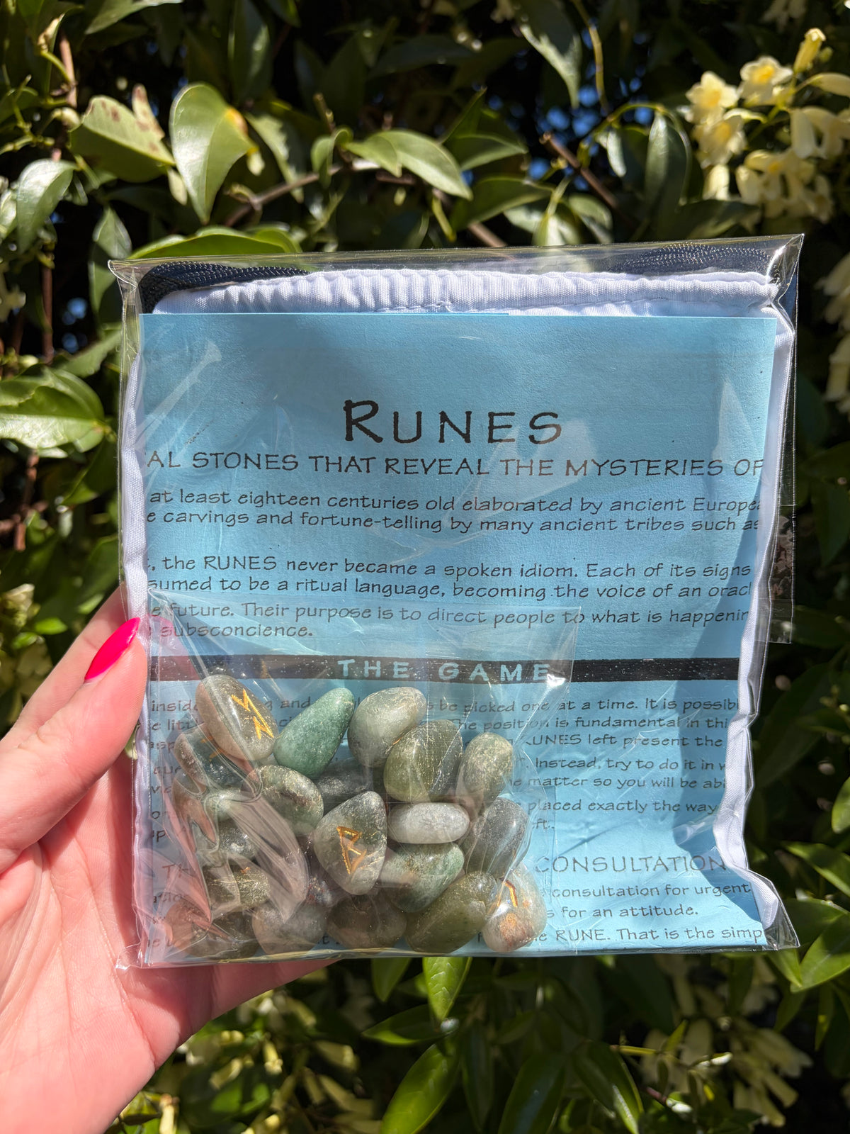 Green Aventurine Crystal Rune Set