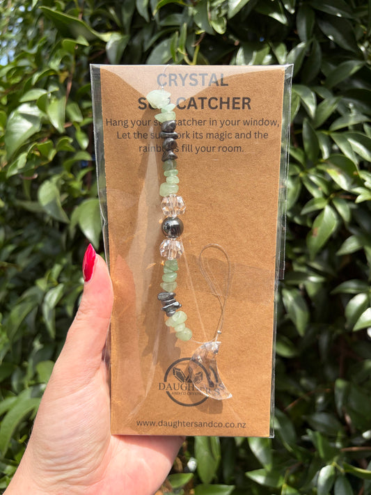 Green Aventurine & Hematite | Heart Sun Catcher