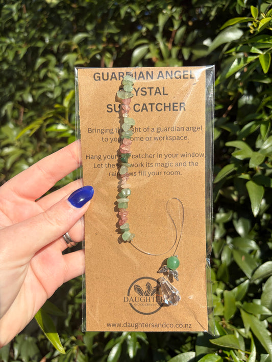 Green Aventurine & Strawberry Quartz | Guardian Angel Sun Catcher