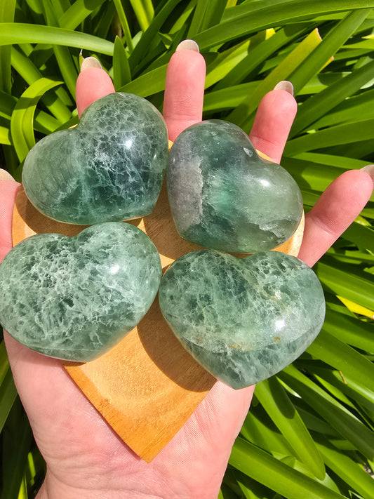 Green Fluorite Polished Heart