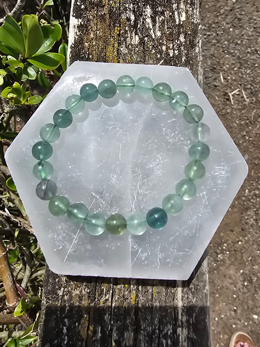 Green Fluorite | Round Bead Bracelet