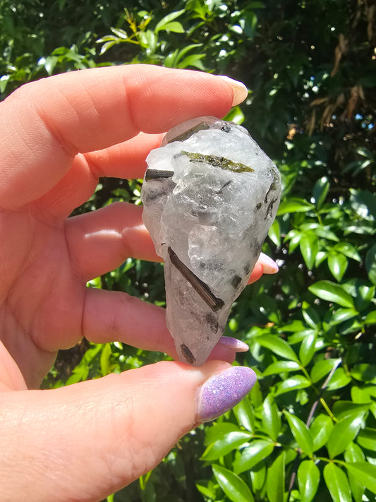 Green Tourmaline In Quartz Rough Piece F