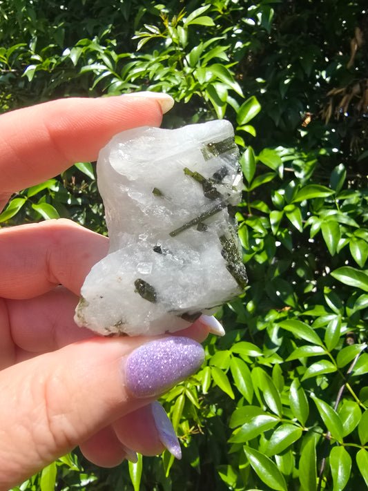 Green Tourmaline In Quartz Rough Piece J