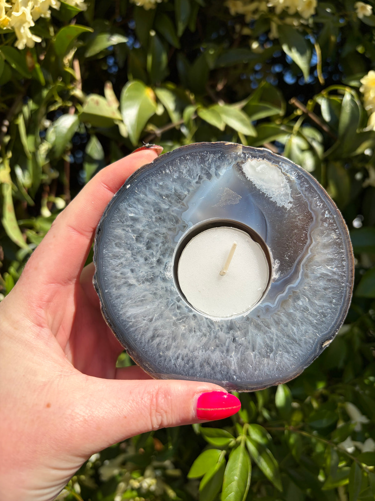 Grey Agate Candle Holder A