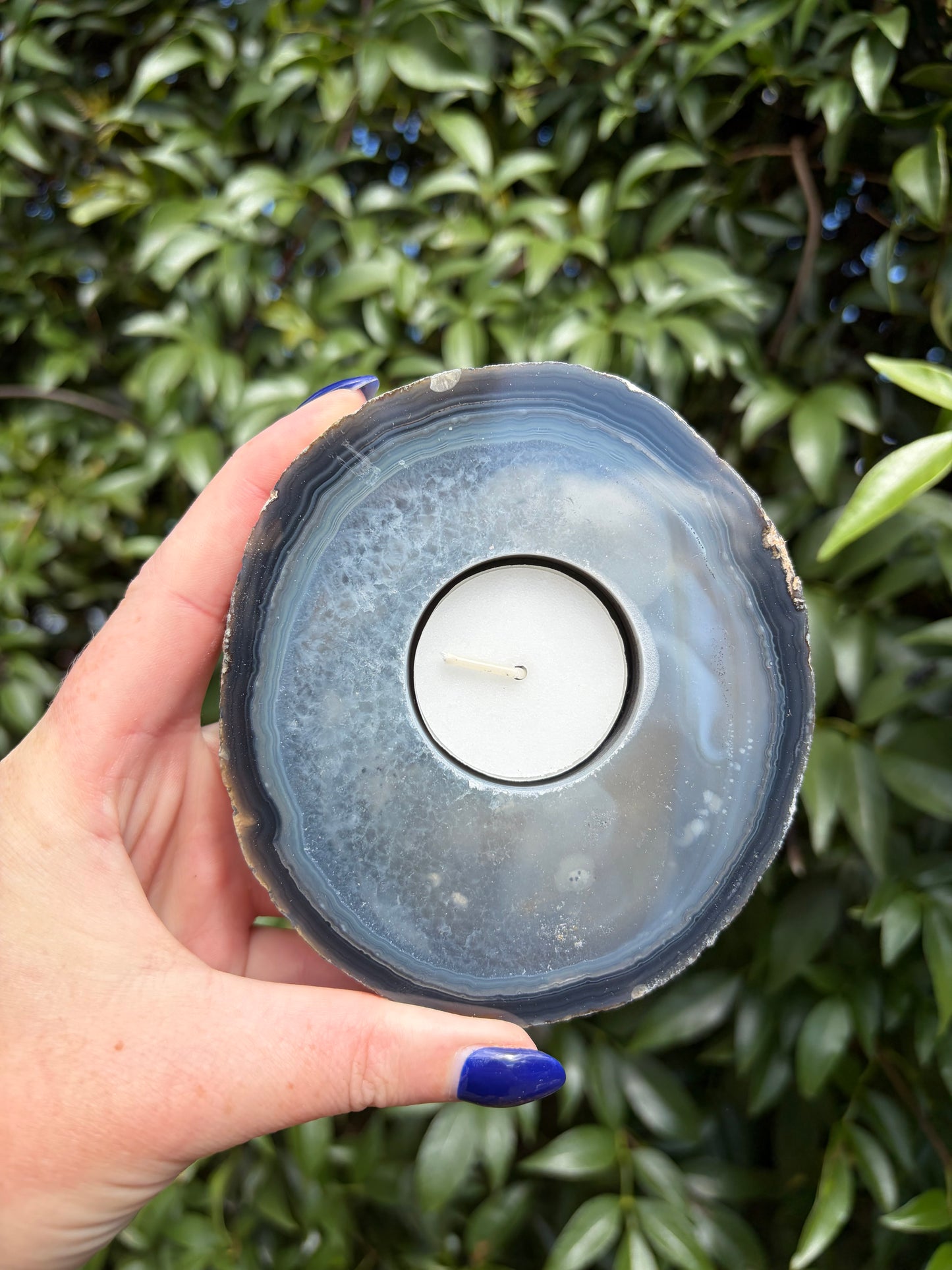 Grey Agate Candle Holder