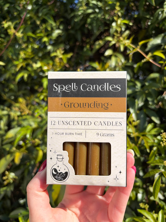 Brown GROUNDING Spell Candles x12
