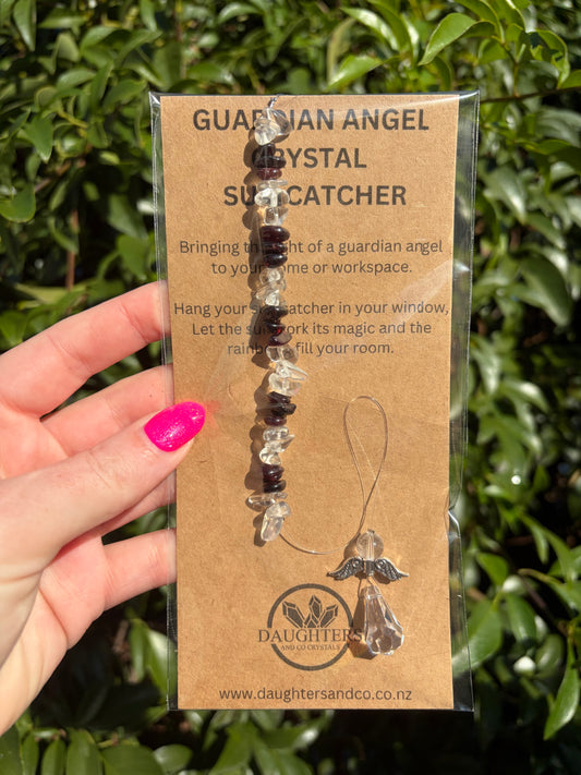 Clear Quartz & Garnet | Guardian Angel Sun Catcher