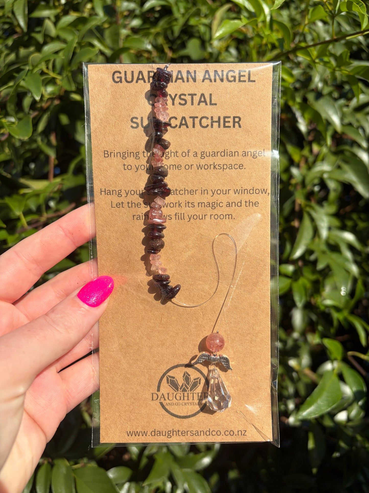 Garnet & Strawberry Quartz | Guardian Angel Sun Catcher