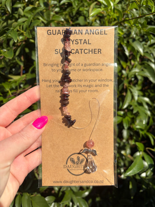Garnet & Strawberry Quartz | Guardian Angel Sun Catcher