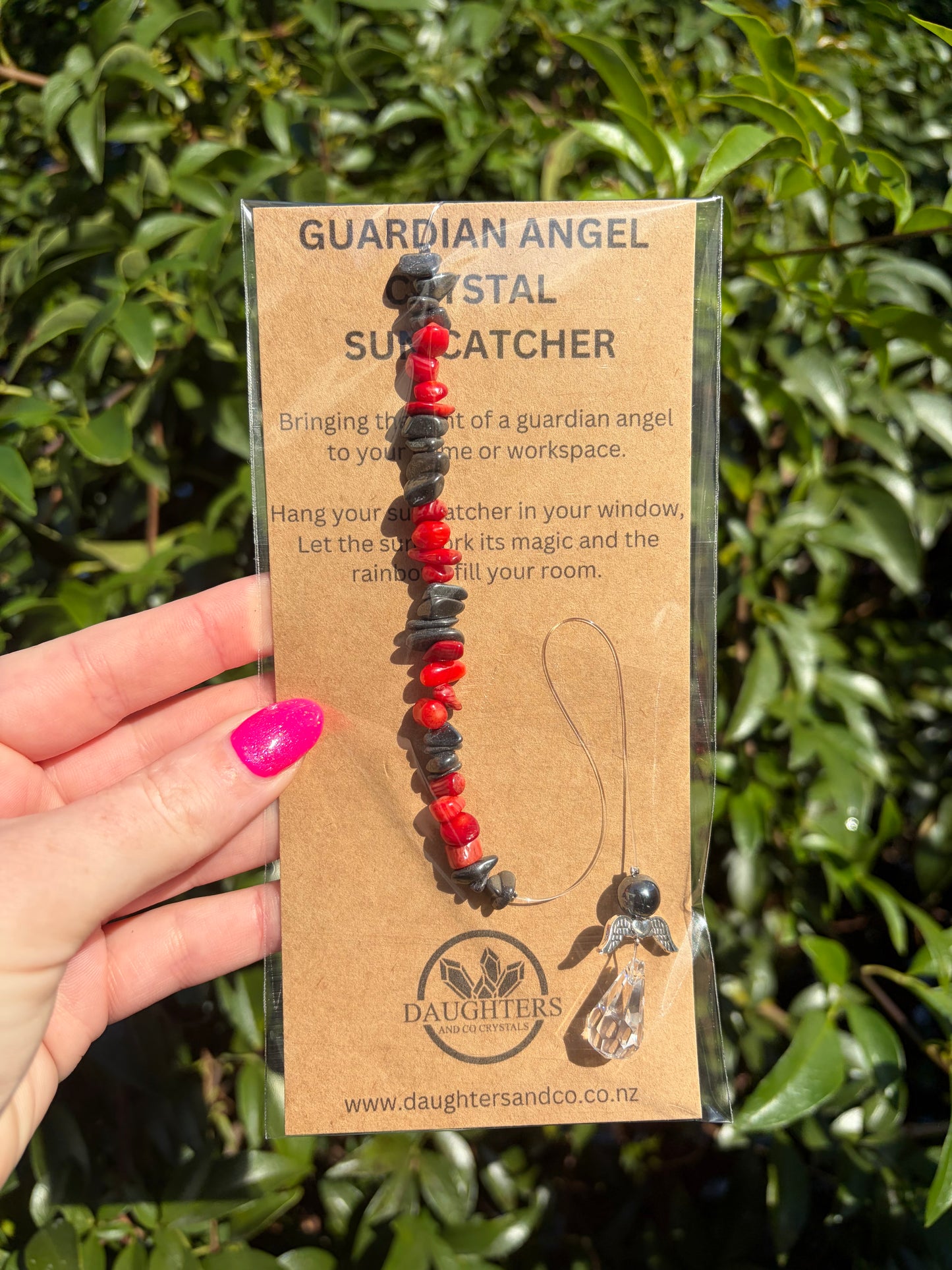 Hematite & Red Coral | Guardian Angel Sun Catcher