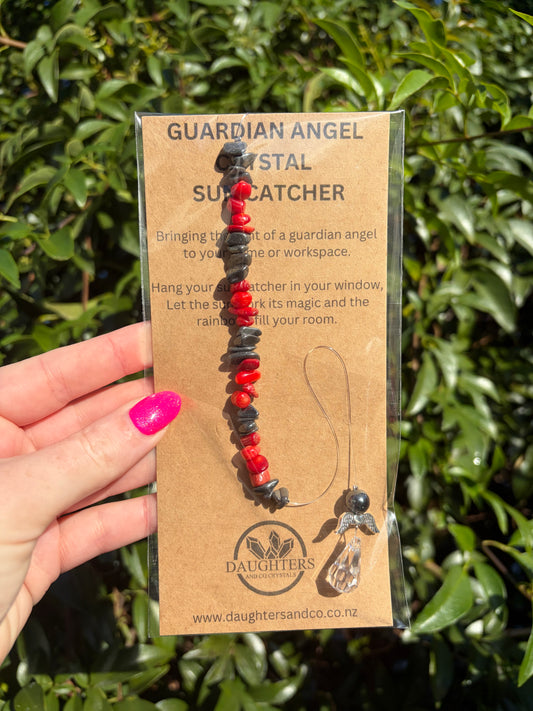 Hematite & Red Coral | Guardian Angel Sun Catcher