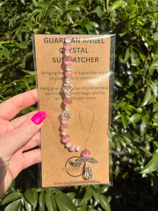 Pink & White Cats Eye | Guardian Angel Sun Catcher