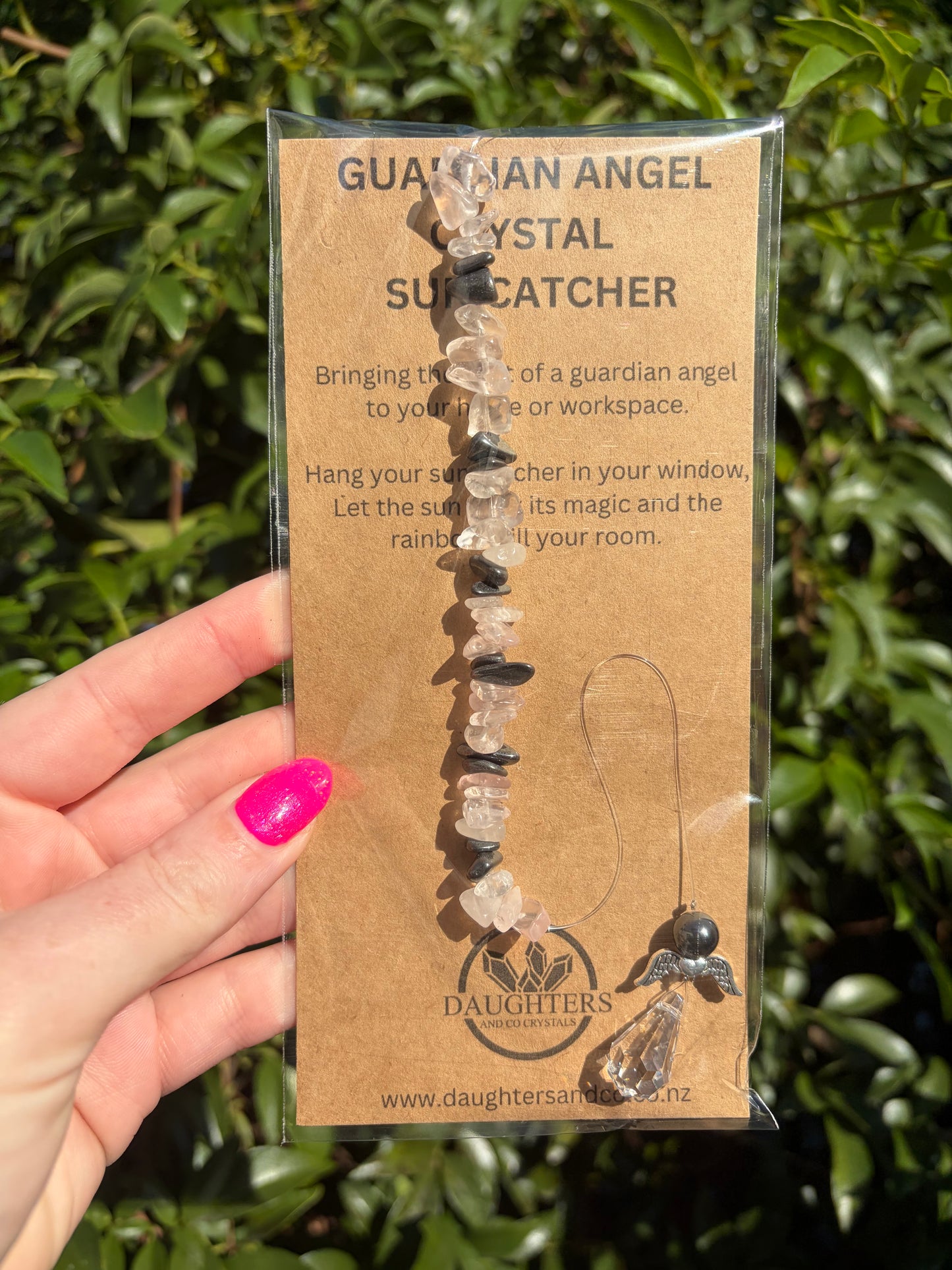 Rose Quartz & Hematite | Guardian Angel Sun Catcher