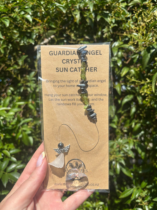 Hematite & Peridot | Guardian Angel Heart Sun Catcher