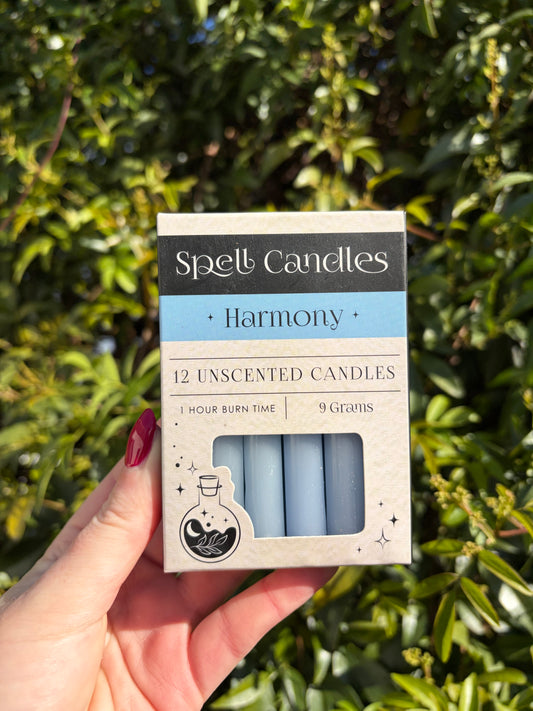 Light Blue HARMONY Spell Candles x12
