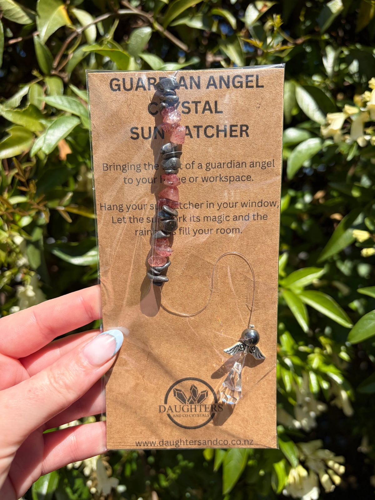 Hematite & Strawberry Quartz | Guardian Angel Sun Catcher
