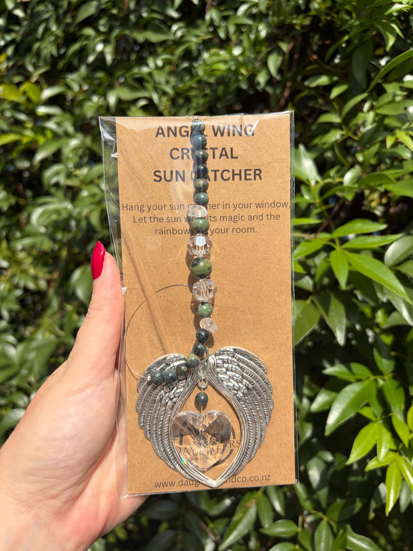 Kambaba Jasper | Angel Wing Heart Sun Catcher