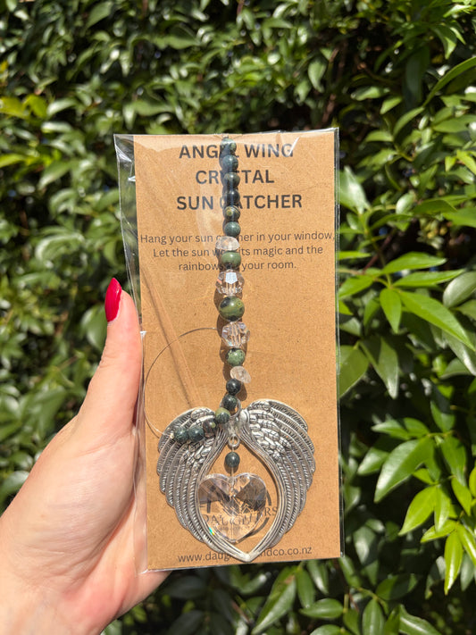 Kambaba Jasper | Angel Wing Heart Sun Catcher