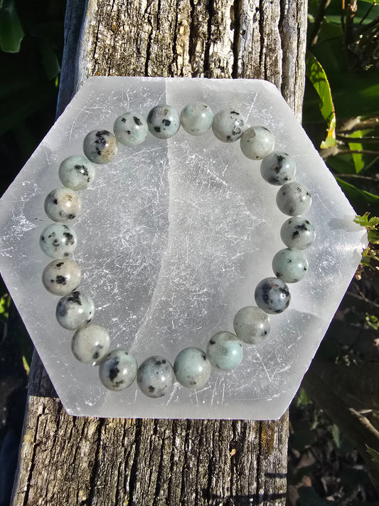 Kiwi Jasper | Round Bead Bracelet