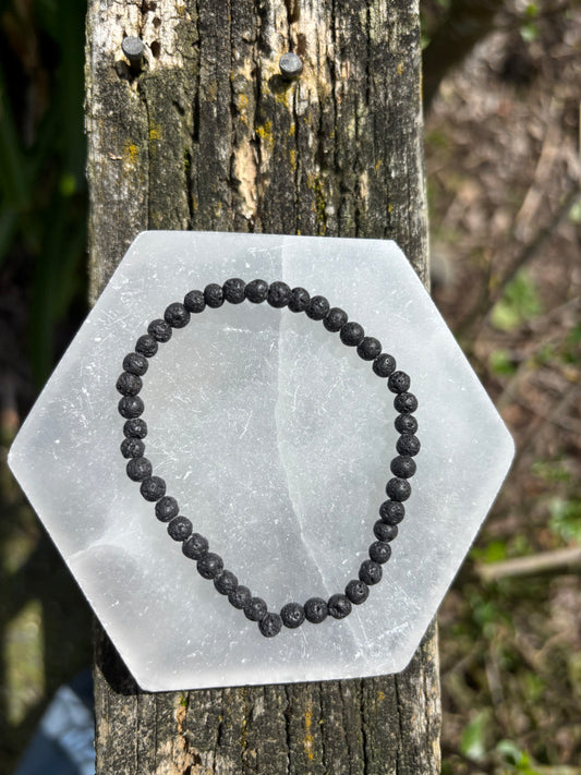 Lava Stone | Tiny Round Bead Bracelet