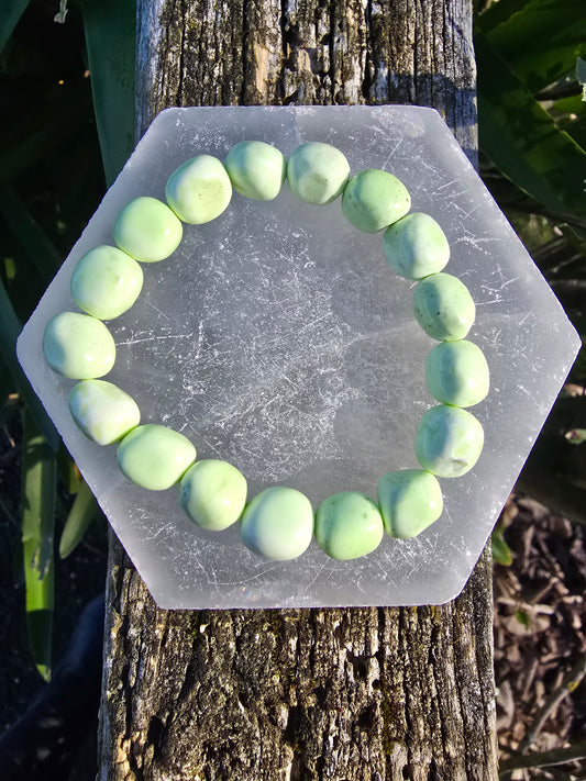 Lemon Chrysoprase | Nugget Bead Bracelet 10 mm