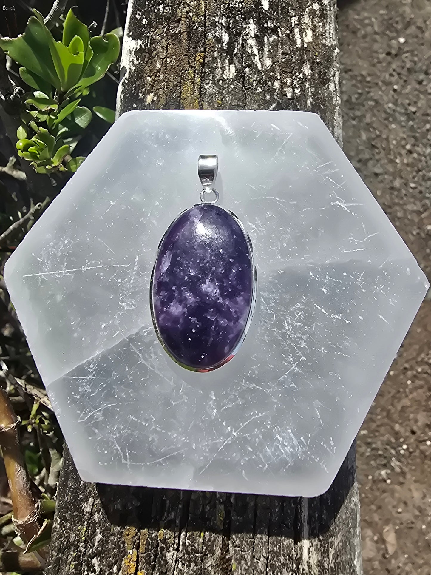 Lepidolite | Polished Sterling Silver Pendant C