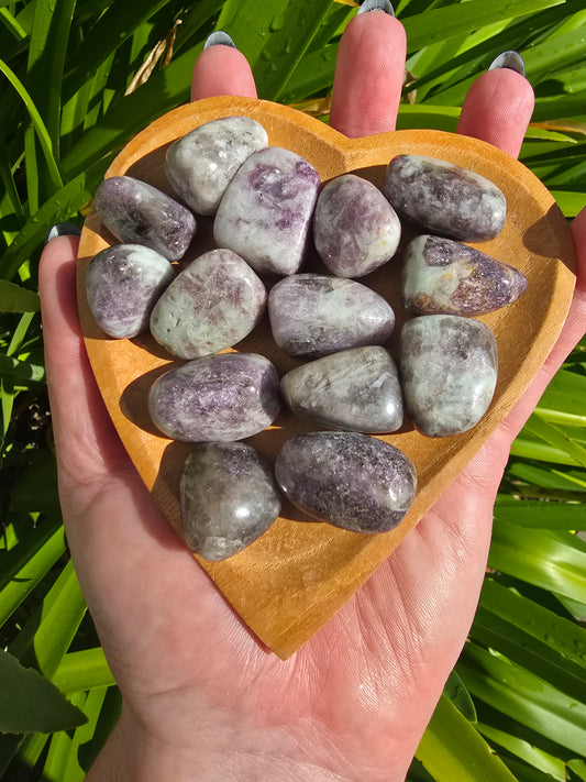 Lepidolite With Quartz Tumbled Stone