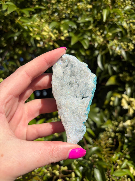 Light Blue Aura Quartz Cluster E