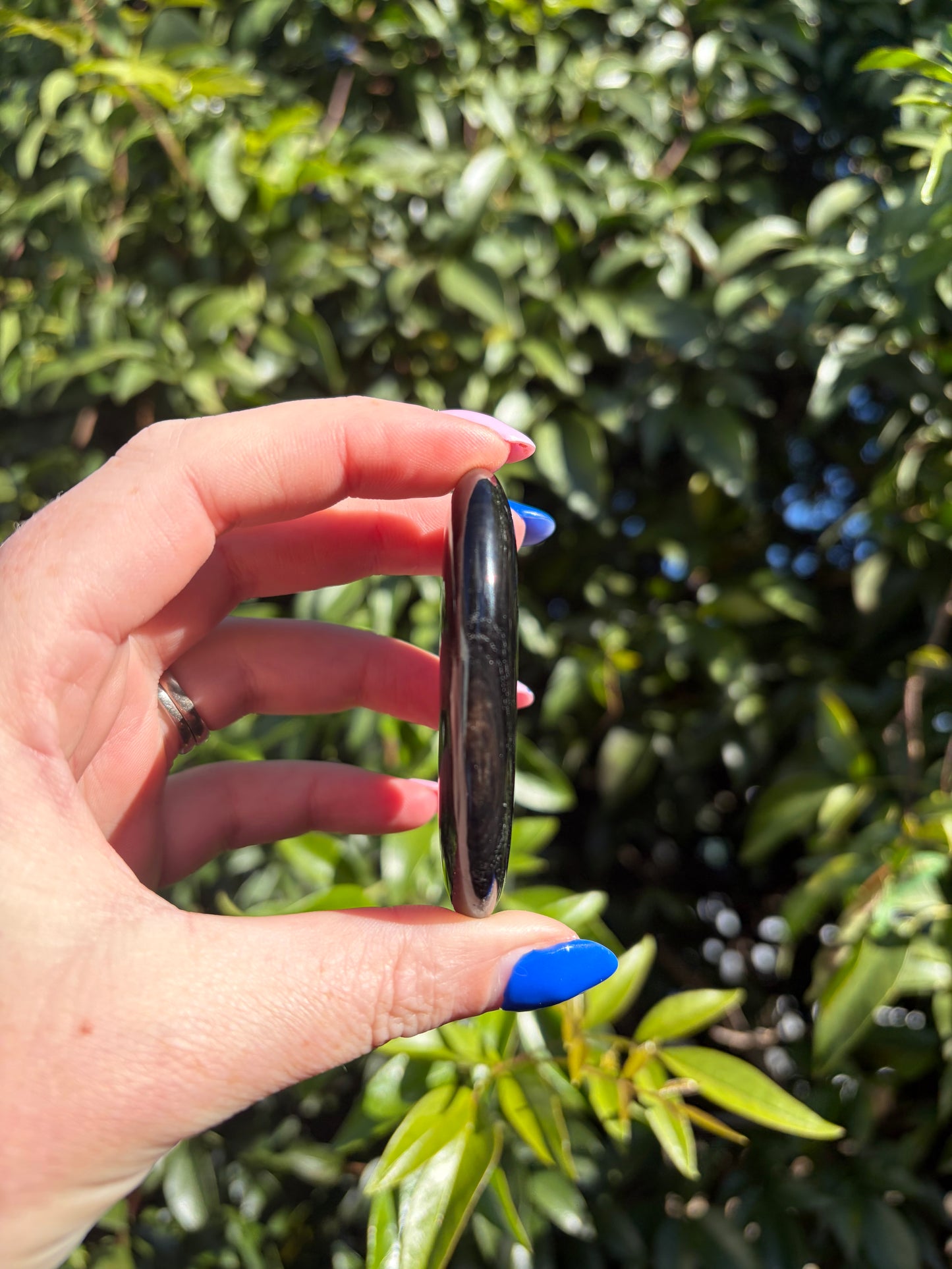 Midnight Lace Obsidian Palm Stone