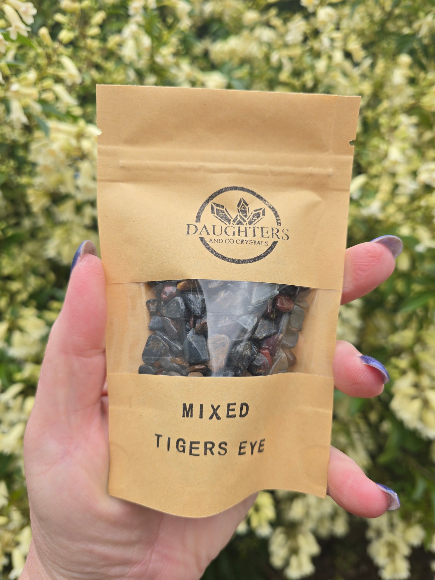 Mixed Tigers Eye Crystal Chip 100 gms Bag