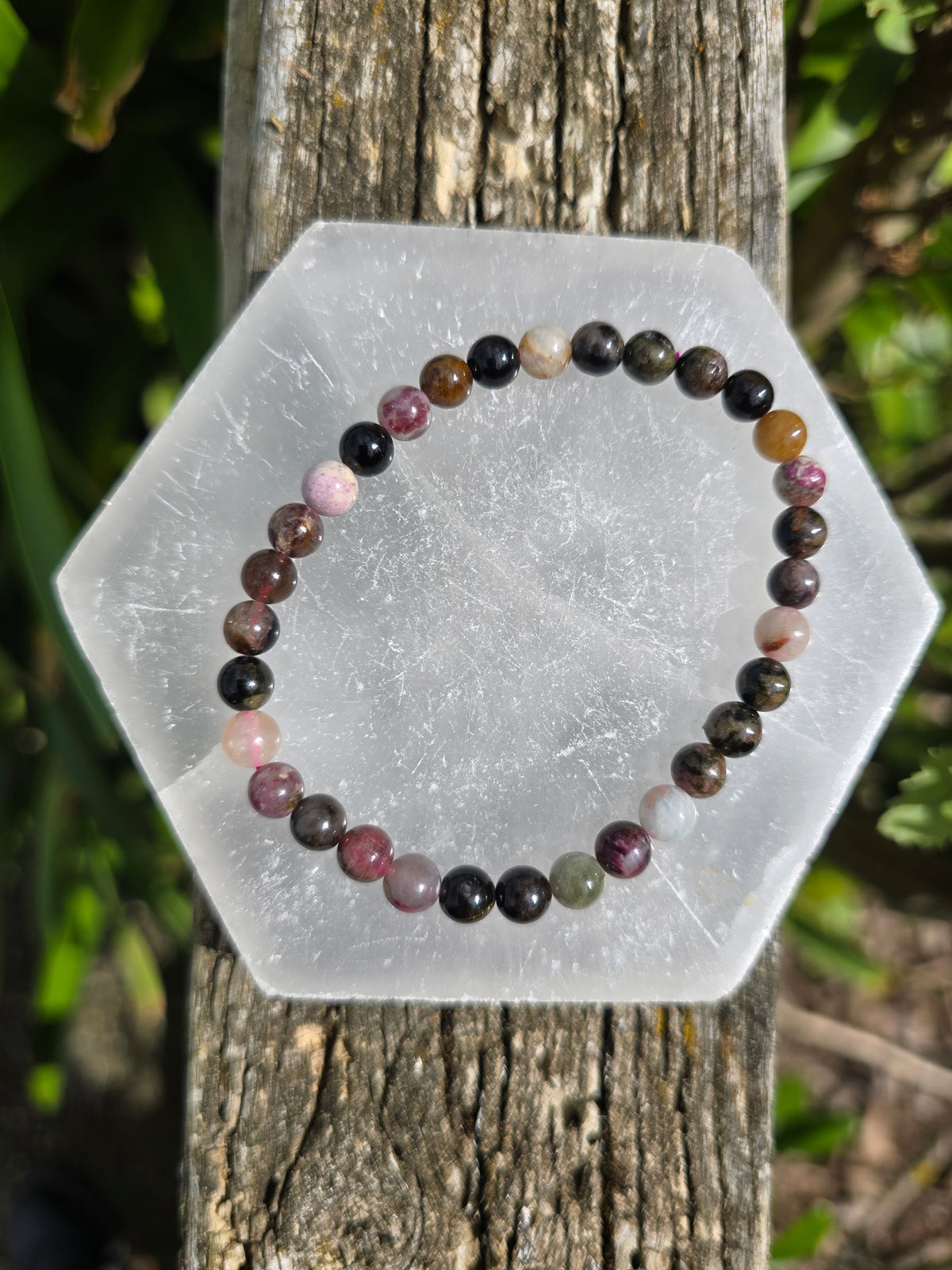Mixed Tourmaline | Round Bead Bracelet 6 mm