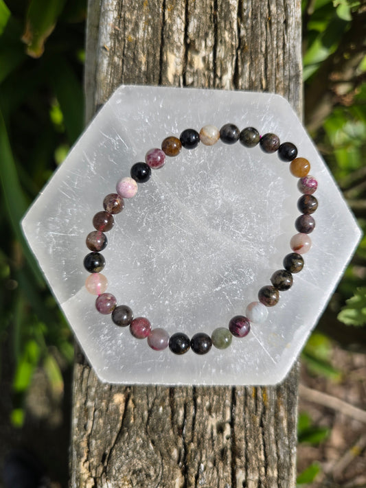 Mixed Tourmaline | Round Bead Bracelet 6 mm