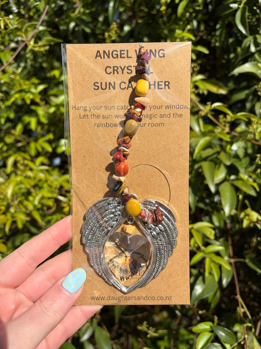 Mookaite Jasper | Angel Wing Heart Sun Catcher