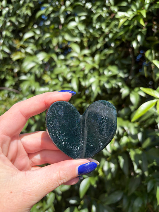 Moss Agate 3D Large Heart A