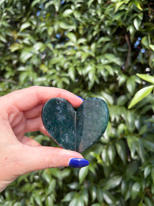 Moss Agate 3D Large Heart B