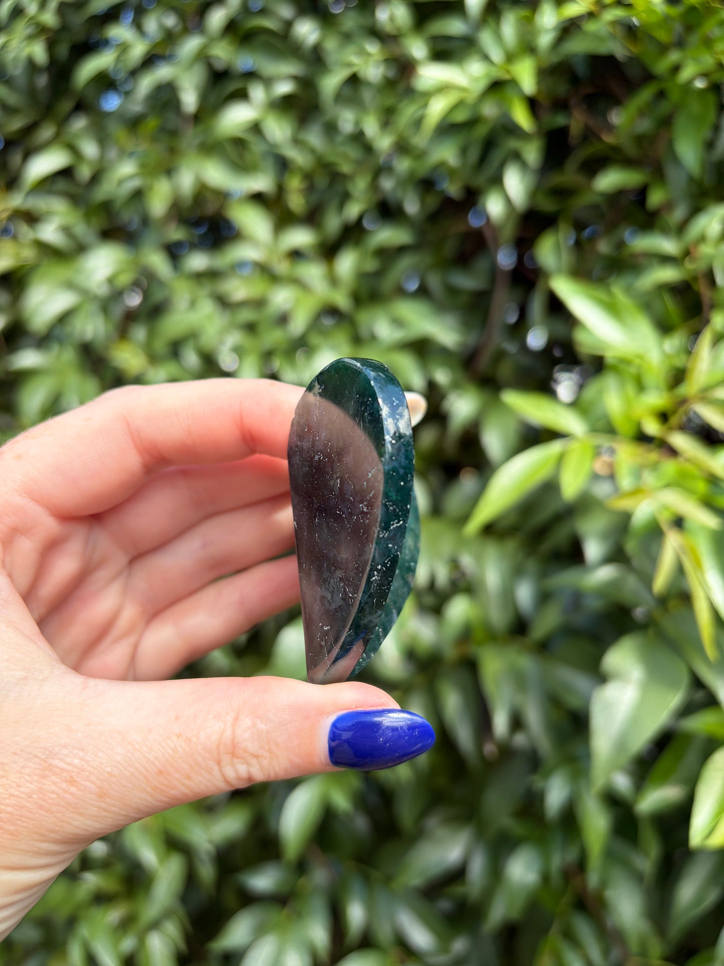 Moss Agate 3D Large Heart B