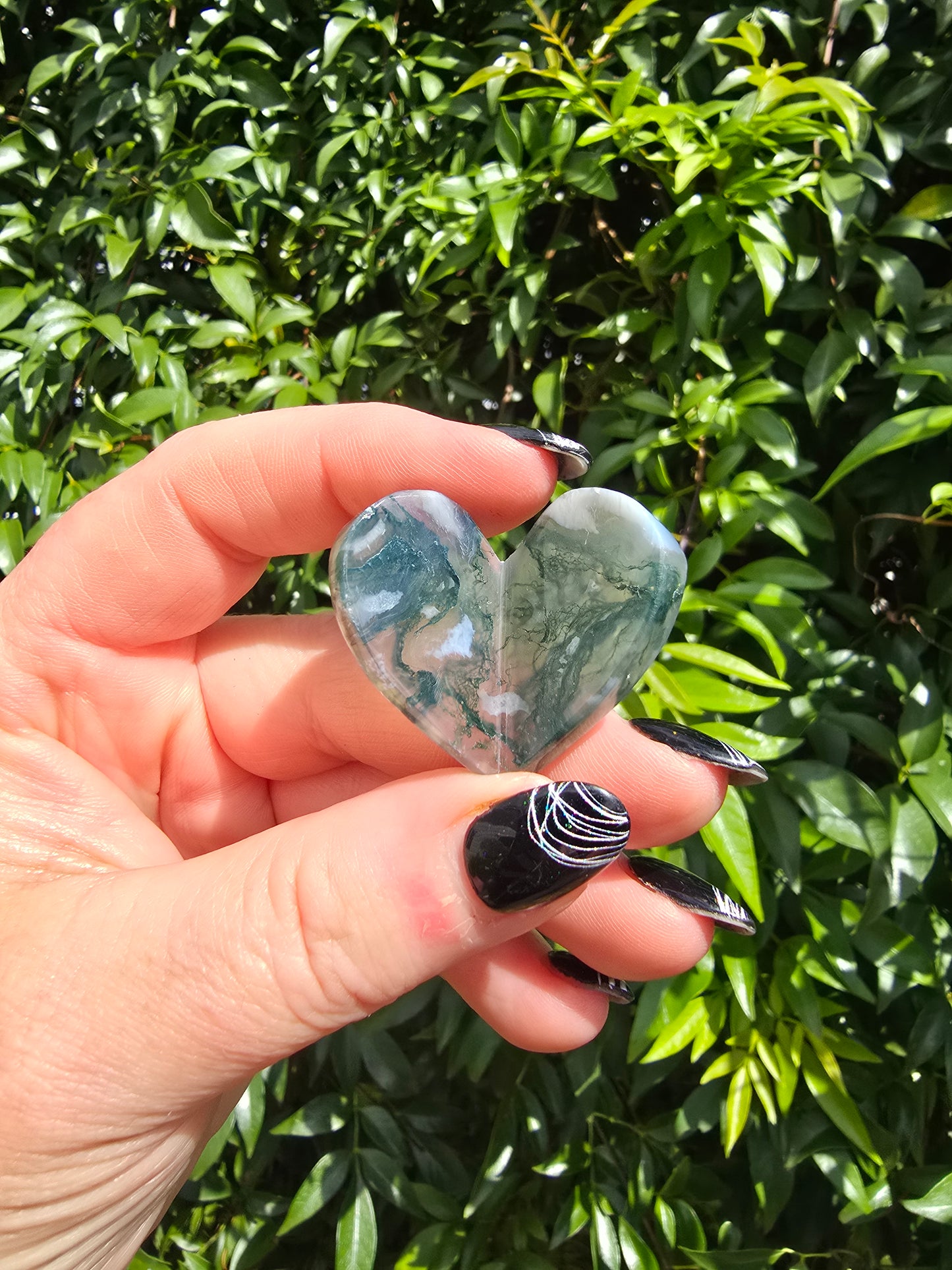 Moss Agate 3D Small Heart
