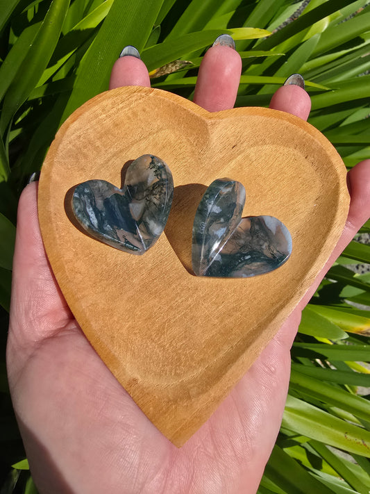 Moss Agate 3D Small Heart