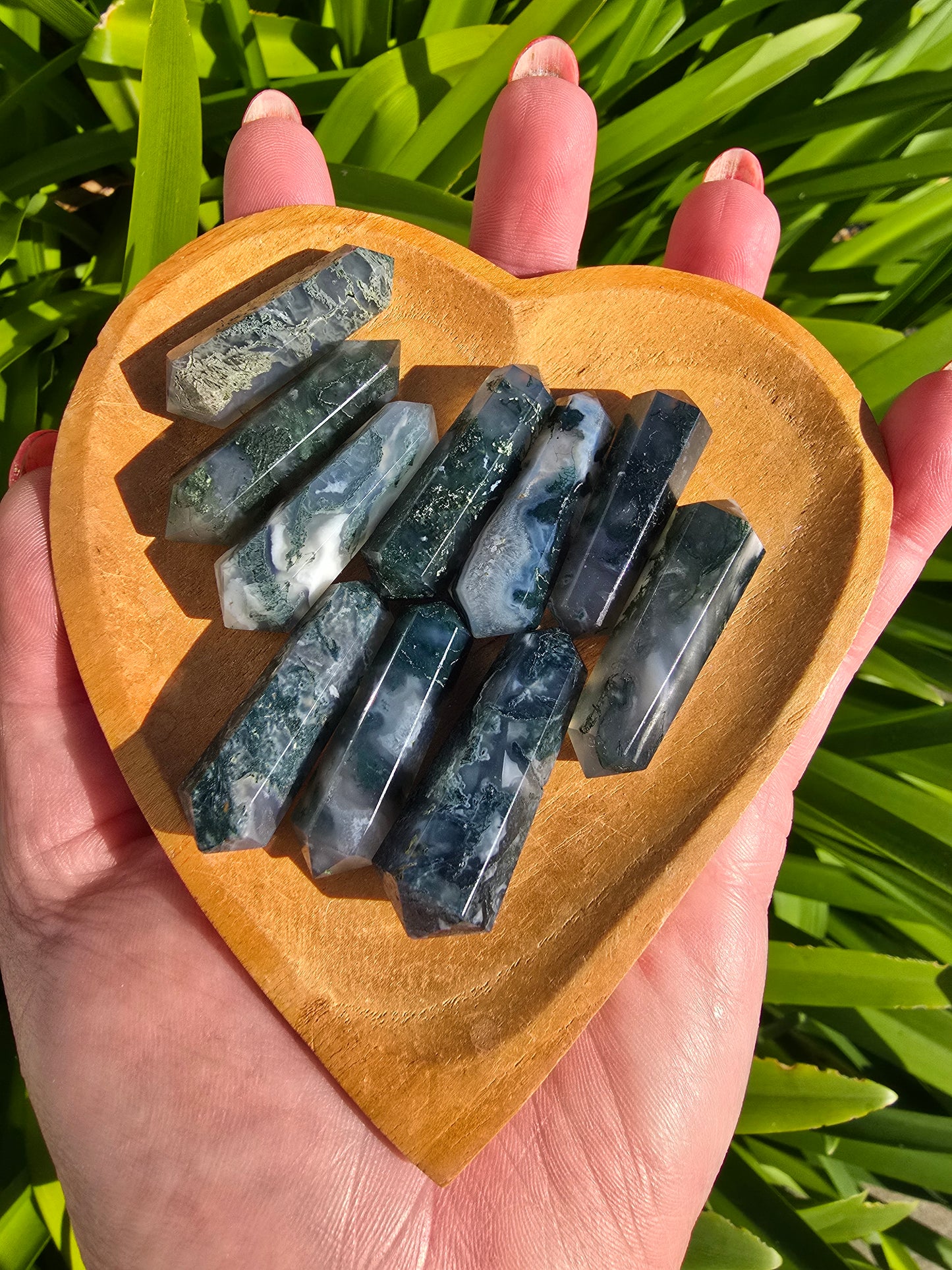 Moss Agate Double Terminated Point Small
