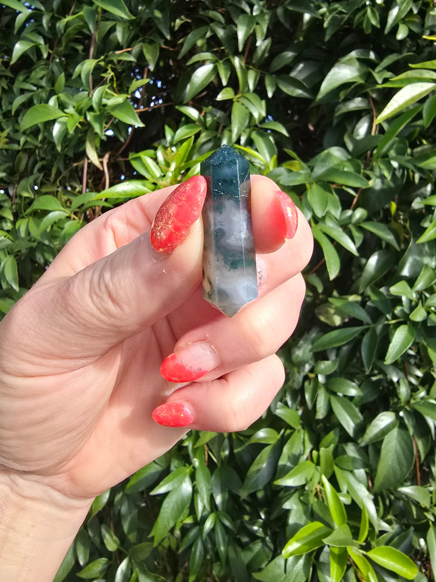 Moss Agate Double Terminated Point Small